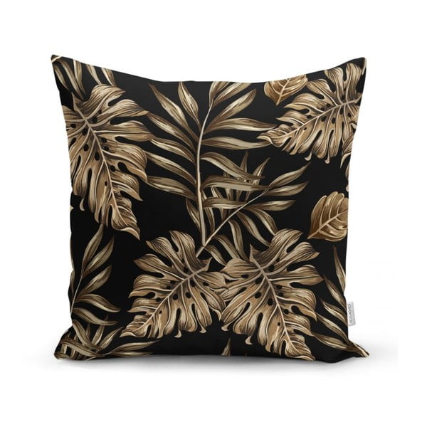 Golden Leafes With Black BG párnahuzat, 45 x 45 cm - Minimalist Cushion Covers