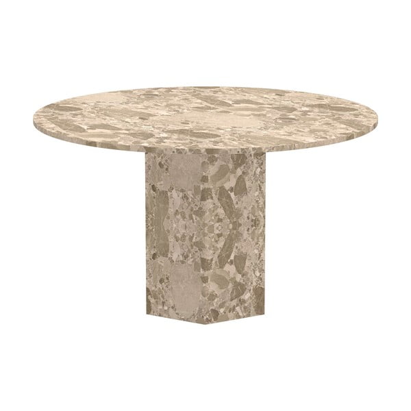 Világosbarna márvány kerek étkezőasztal ø 130 cm Naxos – Actona-image-3