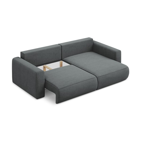 Sötétszürke kinyitható-tárolóhelyes sarokkanapé (jobb oldali-heverő résszel) Kapua – Makamii-image-4