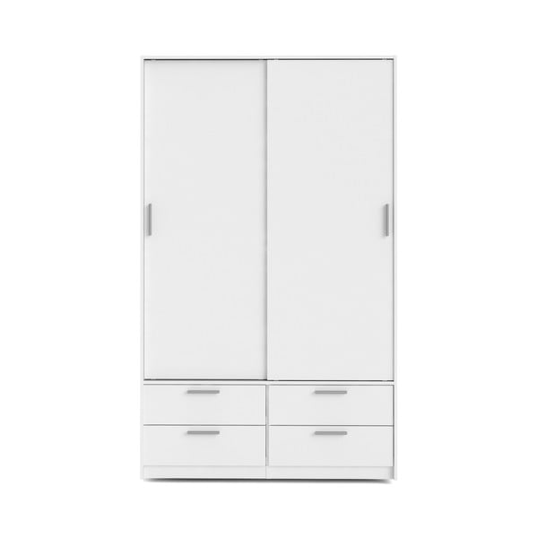 Fehér ruhásszekrény tolóajtóval 121x200 cm Line – Tvilum-image-2