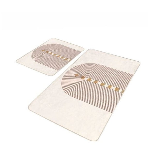 Bézs bársony fürdőszobai kilépő szett 2 db-os 60x100 cm – Mila Home