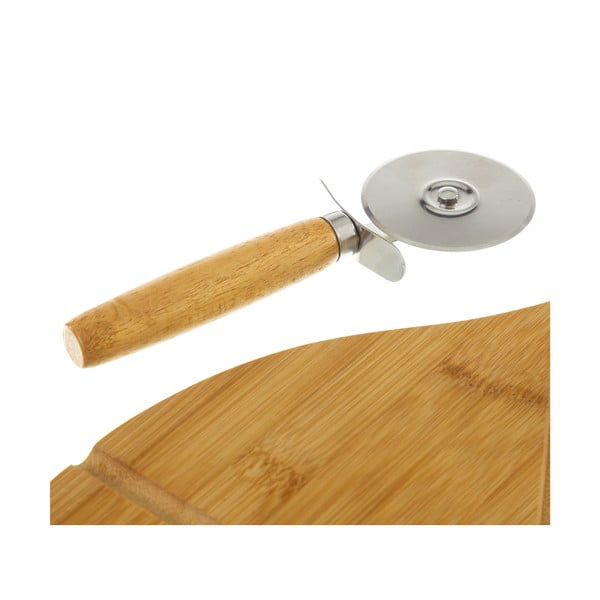 Cutter köralakú bambusz vágódeszka és pizzaszeletelő szett - Casa Selección-image-2