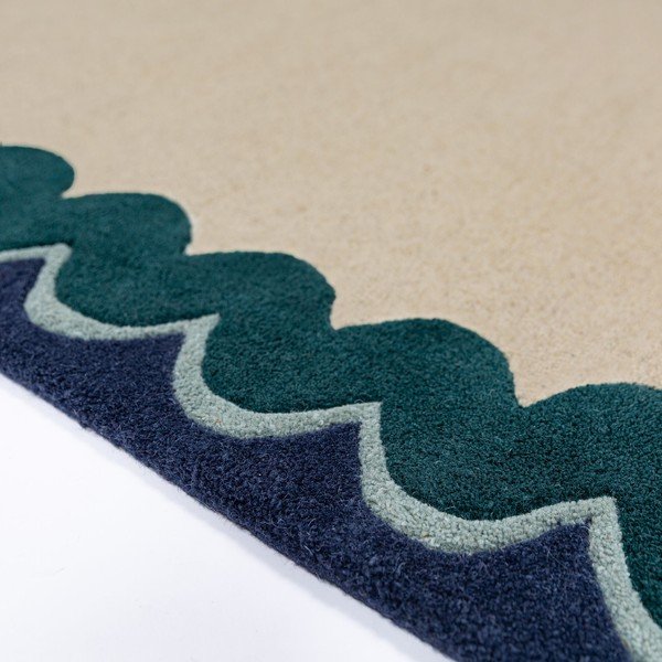 Natúr színű-kékeszöld kézi szövésű gyapjú futószőnyeg 80x230 cm Wiggle Wool – Flair Rugs-image-3