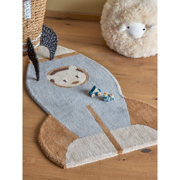 Kék-barna gyapjú gyerek szőnyeg 60x100 cm Space – Bloomingville Mini-image-1