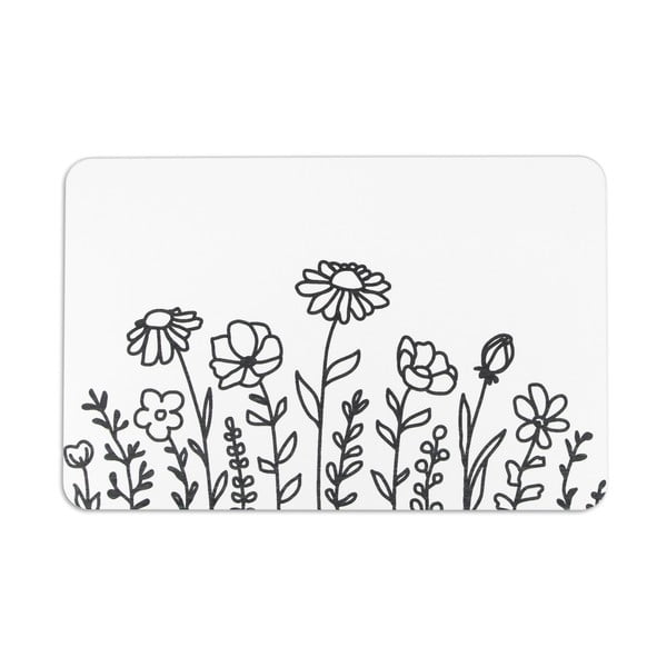 Fehér fürdőszobai kilépő 39x60 cm Flower Lines – Artsy Doormats