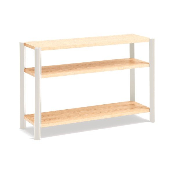 Krémszínű-világos natúr színű polcos állvány tölgyfa dekorral 126x84x43 cm Bona – Teulat-image-2