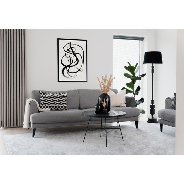 Grafton fekete dohányzóasztal borovi fenyőfa asztallappal, ø 70 cm - Rowico-image-2