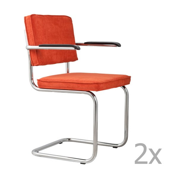 Ridge Rib 2 db narancssárga karfás szék - Zuiver