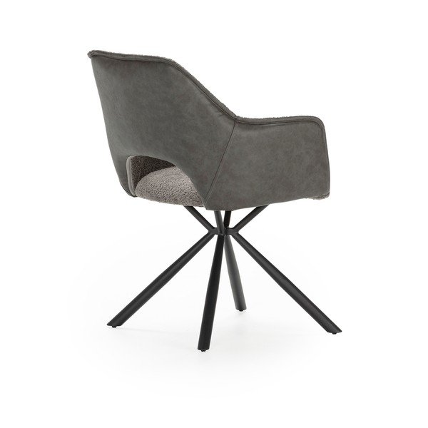 Szürke kárpitozott karfás étkezőfotel szett 2 db-os Mariel – Marckeric-image-3