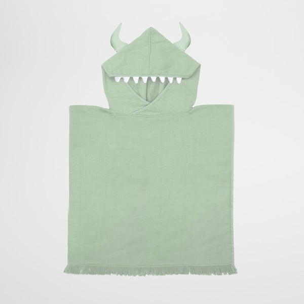 Monster zöld, kapucnis gyerek strandtörölköző, 3-6 éves korig - Sunnylife