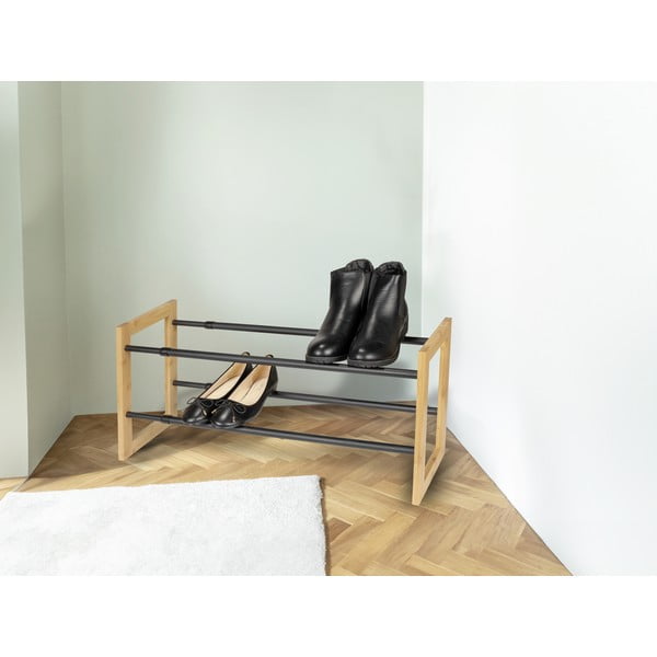 Fekete-natúr színű fém teleszkópos cipőtartó állvány Ecori – Wenko-image-1