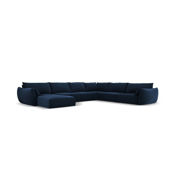 Sötétkék bársony sarokkanapé (jobb oldali-U alakú) Vanda – Mazzini Sofas-image-2