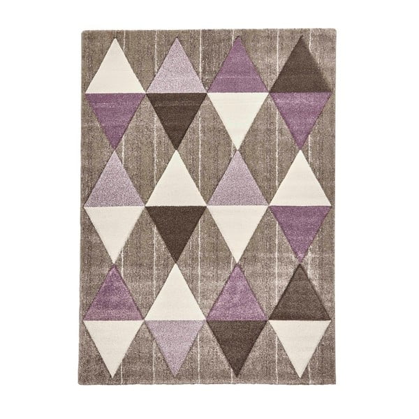 Brooklyn Triangles bézs-lila szőnyeg, 120 x 170 cm - Think Rugs