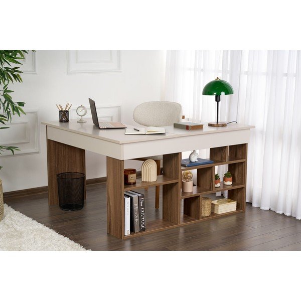 Íróasztal diófa dekorral 120x130 cm Vesper – Kalune Design-image-2