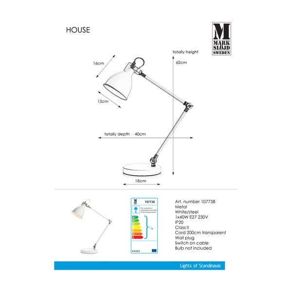 House Table White fehér asztali lámpa - Markslöjd-image-2