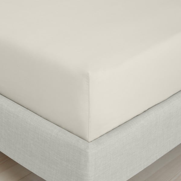 Bézs gumis pamut-perkál lepedő 90x190 cm Cotton Percale – Bianca-image-3