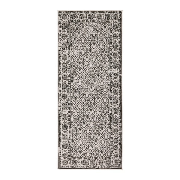 Curacao fekete-fehér mintás kétoldalas szőnyeg, 80 x 150 cm - Bougari