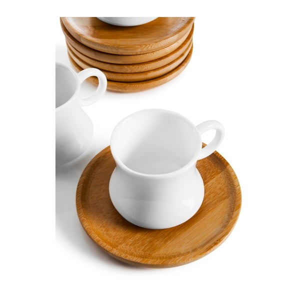 Largi 6 db-os porcelán csésze és bambusz csészealj készlet - Bambum