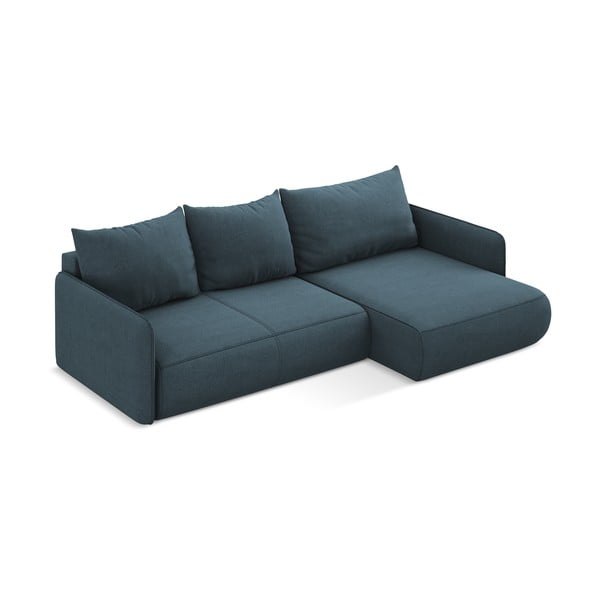 Kék kinyitható-tárolóhelyes sarokkanapé (jobb oldali) Nanea – Makamii-image-4
