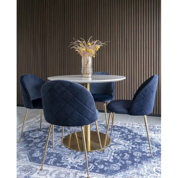 Kék-aranyszínű bársony étkezőszék szett 2 db-os Geneve – House Nordic-image-1