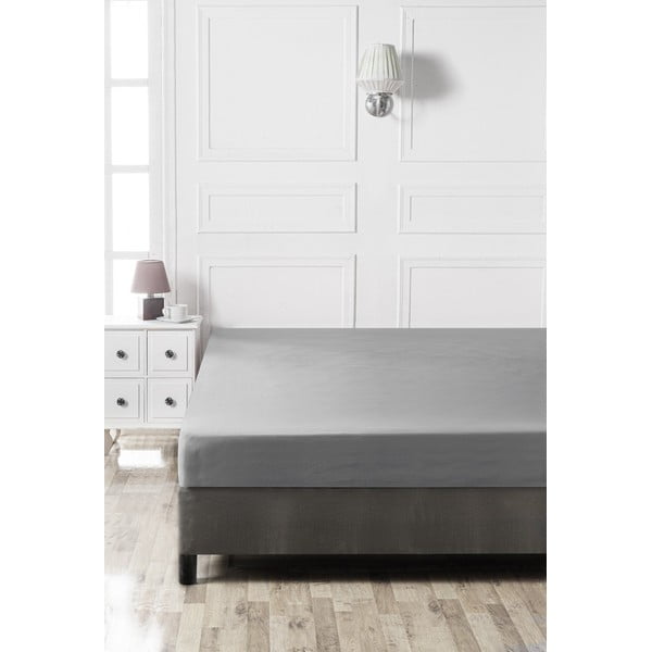 Sötétszürke gumis pamut lepedő 140x200 cm – Mijolnir-image-2