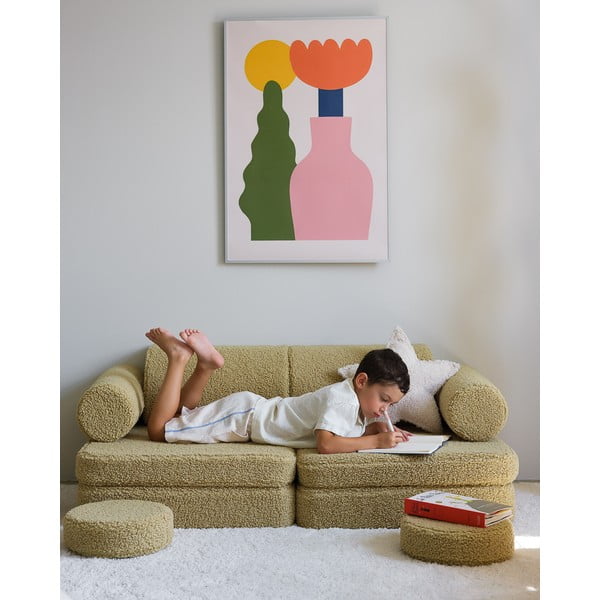 Zöld buklé gyerek kanapé 132 cm Settee – Wigiwama-image-4