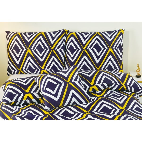 Sötétkék egyszemélyes hatrészes mikroszatén ágyneműhuzat 140x200 cm Dylan – My House-image-1