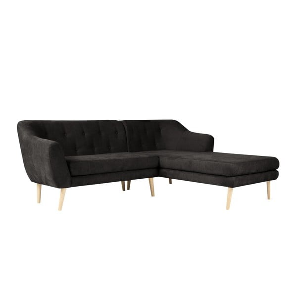 Sicile fekete kanapé jobboldali fekvőfotellel - Mazzini Sofas-image-3