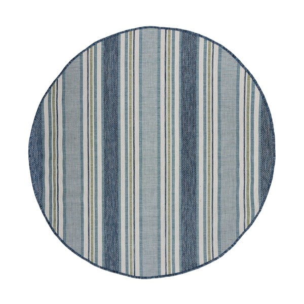 Kékeszöld kerek kültéri-beltéri szőnyeg ø 160 cm Roma Stripe – Flair Rugs