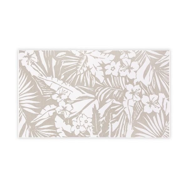 Floral bézs-fehér pamut fürdőszobai kilépő, 100 x 180 cm - Foutastic