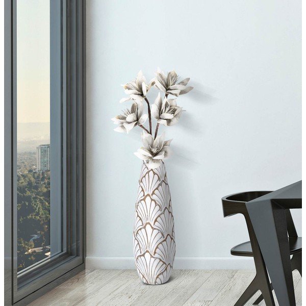 Fehér magas poligyanta váza 55 cm Panama – Mauro Ferretti-image-1