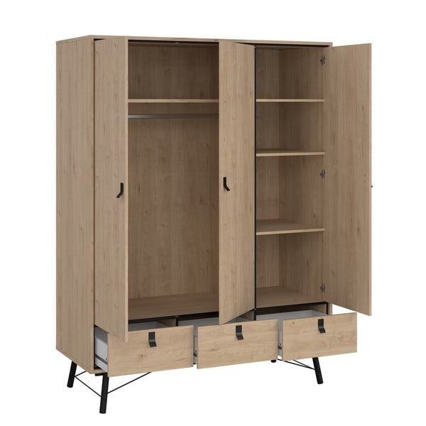 Natúr színű ruhásszekrény tölgyfa dekorral 150x200 cm Ry – Tvilum-image-4