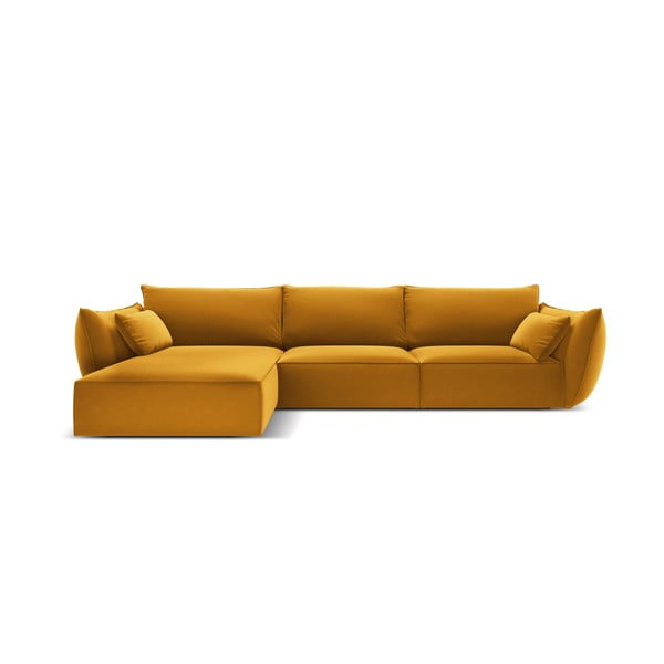 Mustársárga bársony sarokkanapé (bal oldali-heverő résszel) Vanda – Mazzini Sofas