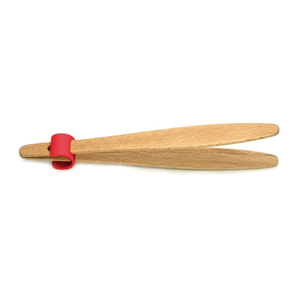 Handy bükkfa tálalócsipesz uborkához, piros díszítéssel, hosszúság 22 cm - Jean Dubost