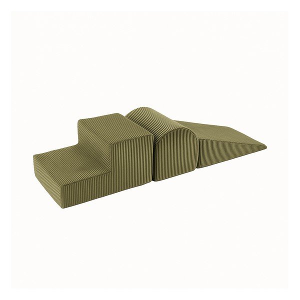 Khaki kordbársony habszivacs játszótér 3 db-os magasság 30 cm 45x143 cm – Meowbaby