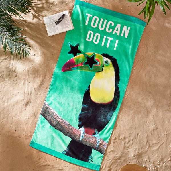 Zöld pamut strandtörölköző 76x160 cm Toucan Do It – Catherine Lansfield-image-1