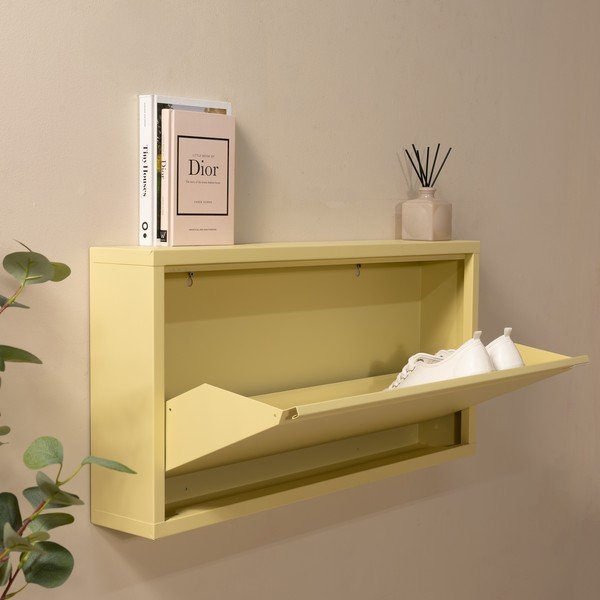 Világossárga acél billenő ajtós-függő cipőtartó 75x37,5x12,5 cm Billy – Spinder Design-image-2