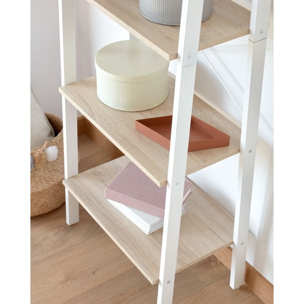 Fehér-natúr színű polcos állvány tölgyfa dekorral 56x172x32 cm Aarhus – Kave Home-image-4
