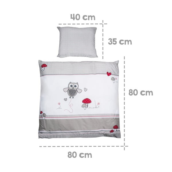 Fehér-szürke pamut gyerek ágyneműhuzat babaágyhoz 80x80 cm Adam & Eule – Roba-image-3