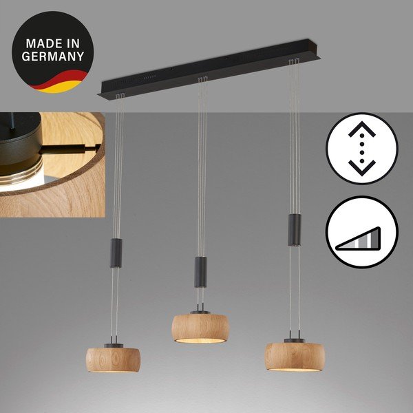 Fekete-natúr színű LED dimmelhető függőlámpa fa búrával Shine-wood – Fischer & Honsel-image-4