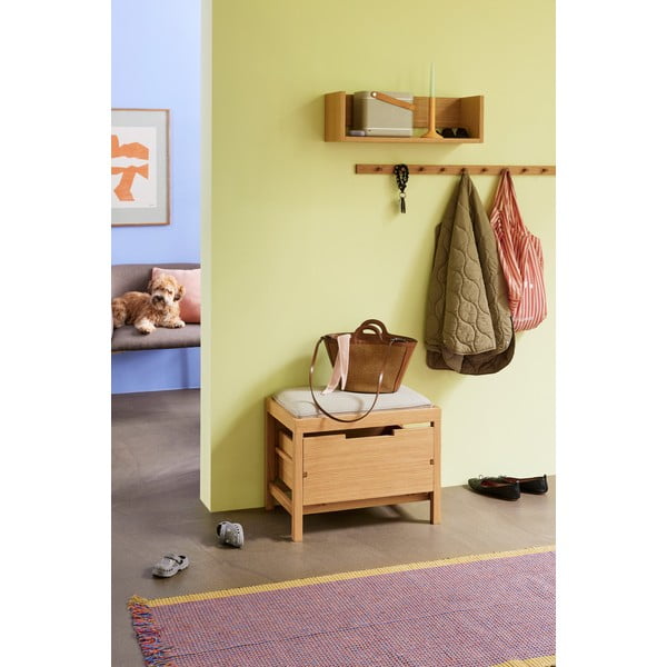 Natúr színű fali fogas tölgyfa dekorral 100 cm Cosplay – Hübsch-image-2