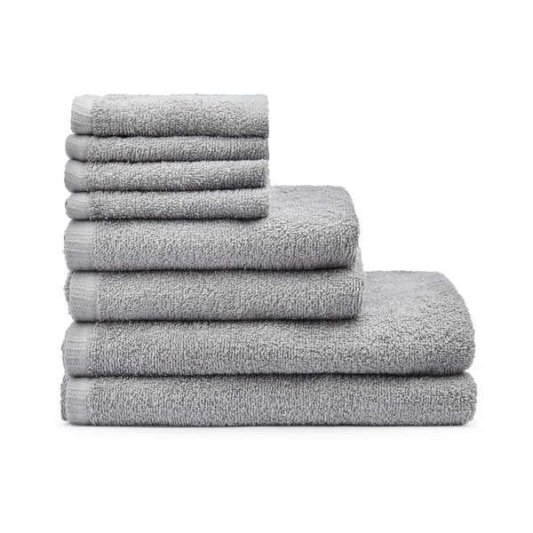 Szürke gyorsan száradó-frottír pamut törölköző és fürdőlepedő készlet 8 db-os Quick Dry – Catherine Lansfield