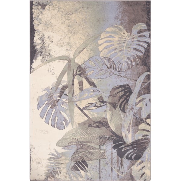 Szürke-krémszínű gyapjú szőnyeg 160x240 cm Plants – Agnella
