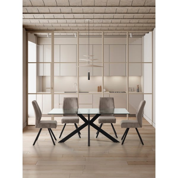 Világosszürke kordbársony étkezőszék szett 2 db-os Anibal – Marckeric-image-1