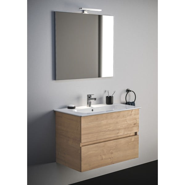 Natúr színű fali mosdó alatti szekrény tölgyfa dekorral 80x55 cm Eurovit+ – Ideal Standard-image-1