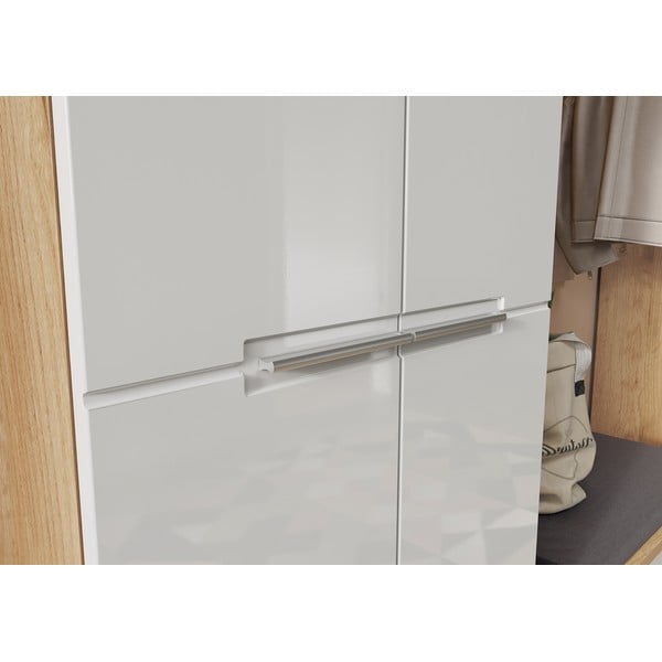 Fehér-natúr színű ruhásszekrény tölgyfa dekorral 60x198 cm Aledo – Germania-image-1