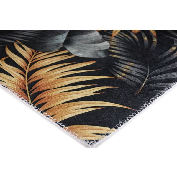 Sötétkék-aranyszínű mosható szőnyeg 160x230 cm Midnight Leaves – Vitaus-image-2
