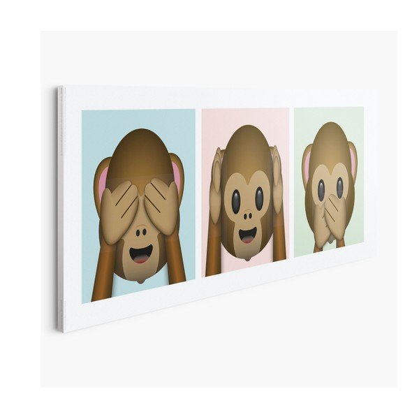 Emoji Monkey vászon kép, 30 x 90 cm - OrangeWallz-image-1