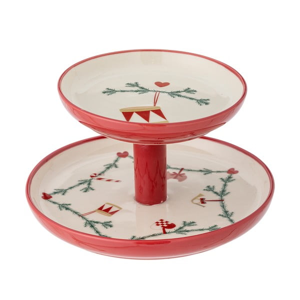 Agyagkerámia emeletes kínálótálca karácsonyi mintával Yule – Bloomingville-image-2