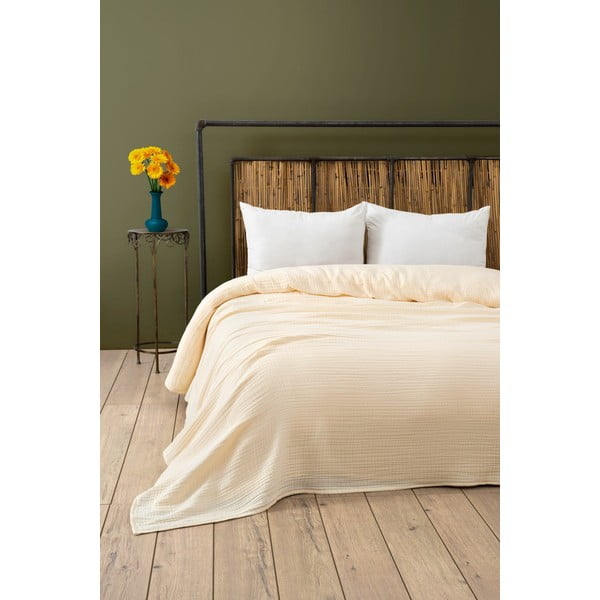 Krémszínű muszlin ágytakaró 170x250 cm Muslin – Mijolnir